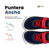 Vista superior de bebe zapatillas resaltando su horma anatómica que permite libre movimiento.