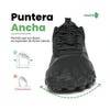 Zapatillas Saguaro Vitality III negras vista frontal mostrando puntera ancha barefoot.