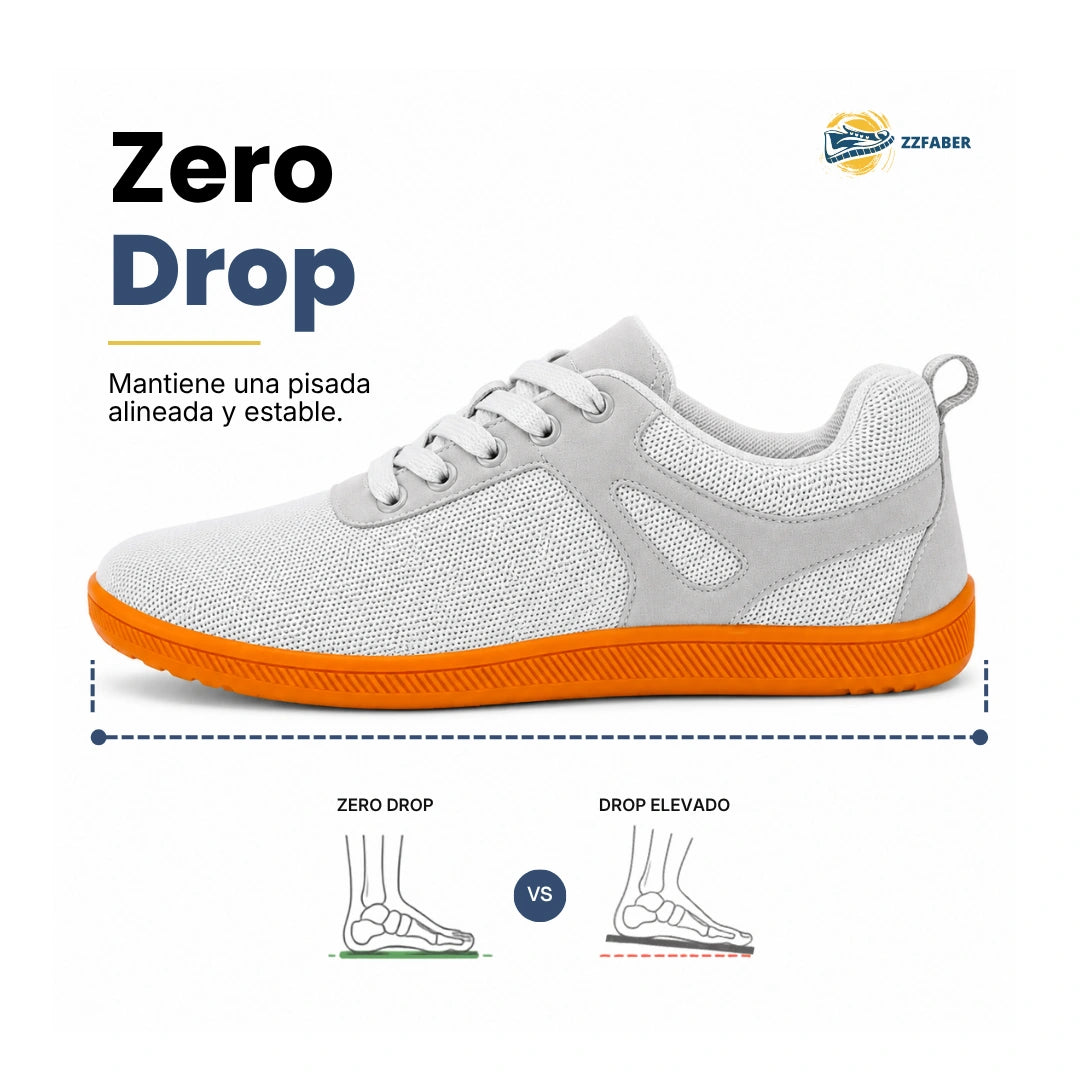 Zapatos de horma ancha para hombre ZZFABER Comfy I grises, zapatillas casuales con puntera amplia y suela plana elástica en Chile.